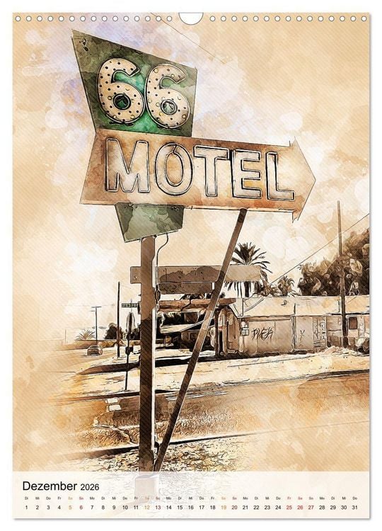 Produktbild: Route 66 - 2451 Meilen (Wandkalender 2026 DIN A3 hoch), CALVENDO Monatskalender