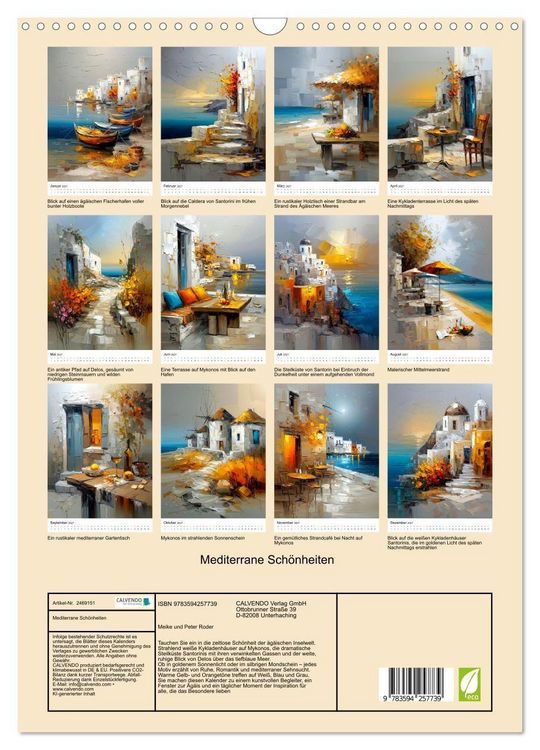 Produktbild: Mediterrane Sch&ouml;nheiten (Wandkalender 2027 DIN A3 hoch), CALVENDO Monatskalender