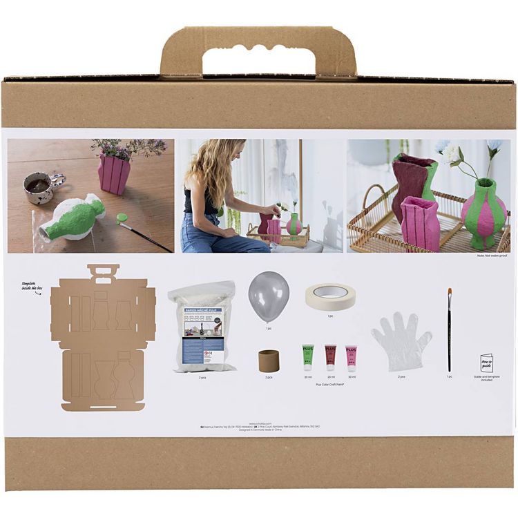 Produktbild: Creativ Company Maxi Kreativ Set Modellieren, Vasen aus Pappmachee-Pulp, sortierte Farben