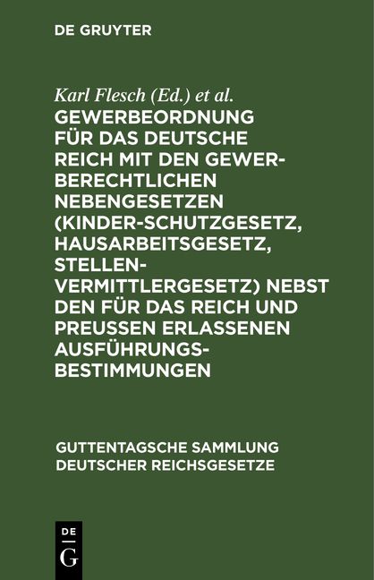 Produktbild: Gewerbeordnung f&uuml;r das Deutsche Reich