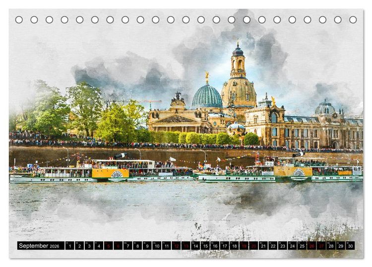 Produktbild: S&auml;chsische Dampfer Aquarelle (Tischkalender 2026 DIN A5 quer), CALVENDO Monatskalender