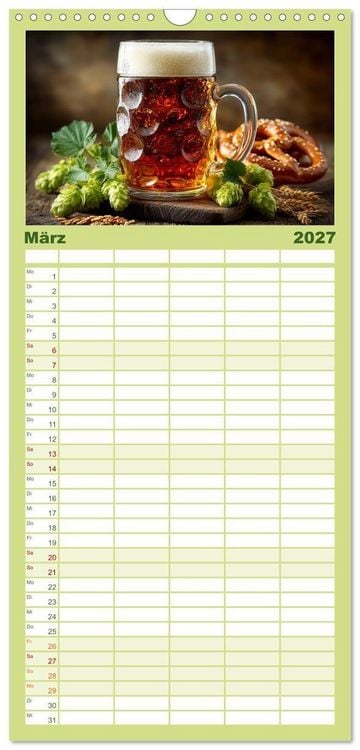 Produktbild: Familienplaner 2027 - Bier im Blut - Ma&szlig; f&uuml;r Ma&szlig; durchs M&auml;nnerjahr mit 5 Spalten (Wandkalender, 21 x 45 cm) CALVENDO