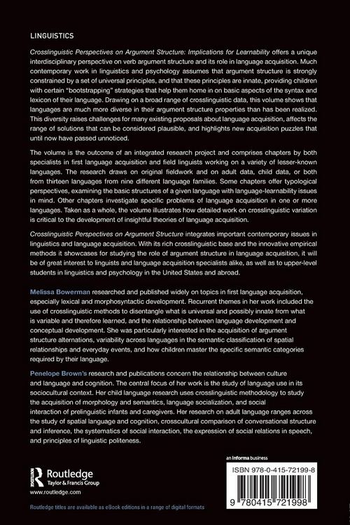 Produktbild: Crosslinguistic Perspectives on Argument Structure