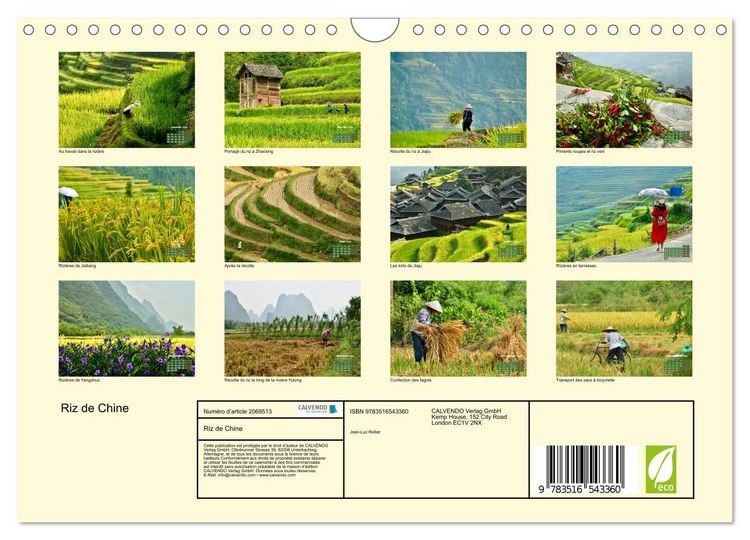 Produktbild: Riz de Chine (Calendrier mural 2026 DIN A4 vertical), CALVENDO calendrier mensuel