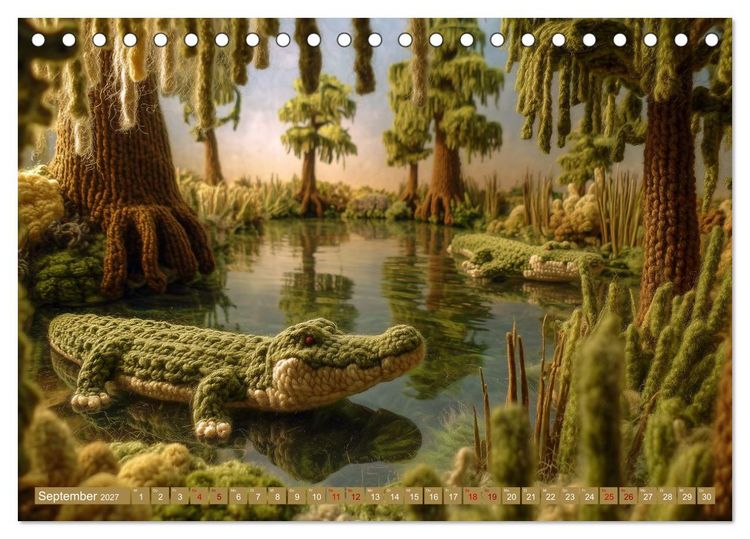 Produktbild: Textile Naturwelten. Amigurumi-&Ouml;kosysteme zZwischen Polarmeer und Savanne (Tischkalender 2027 DIN A5 quer), CALVENDO Monatskalender