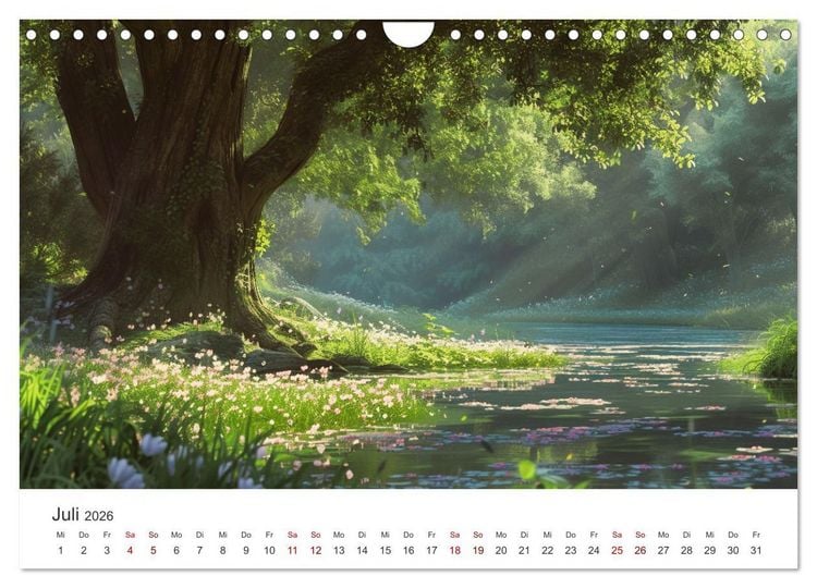 Produktbild: Anime - Welten: Eine Reise durch vertr&auml;umte Welten (Wandkalender 2026 DIN A4 quer), CALVENDO Monatskalender