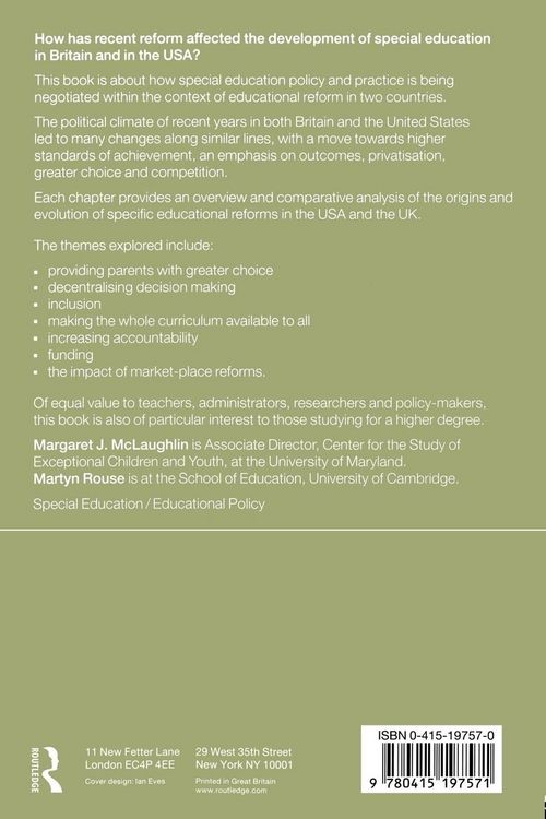 Produktbild: Special Education and School Reform in the United States and Britain