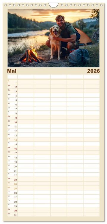 Produktbild: Familienplaner 2026 - Zelten - frei sein mit 5 Spalten (Wandkalender, 21 x 45 cm) CALVENDO