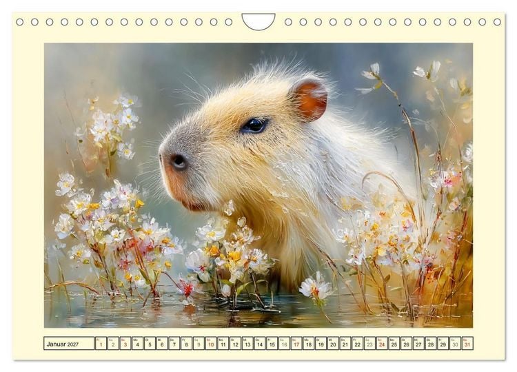 Produktbild: Capybaras. Zarte Momente zwischen Wasser und Wiesen (Wandkalender 2027 DIN A4 quer), CALVENDO Monatskalender