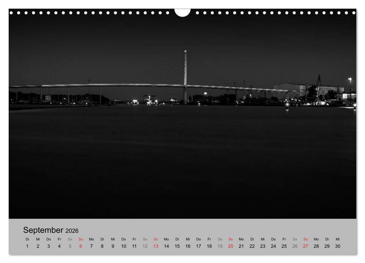 Produktbild: Hansestadt Stralsund bei Nacht (mit GPS-Koordinaten) (Wandkalender 2026 DIN A3 quer), CALVENDO Monatskalender