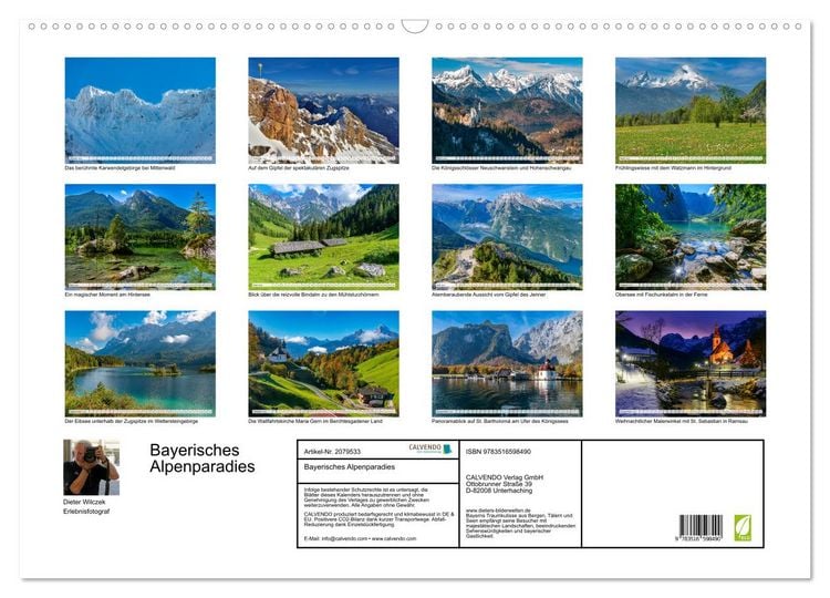 Produktbild: Bayerisches Alpenparadies (Wandkalender 2026 DIN A2 quer), CALVENDO Monatskalender