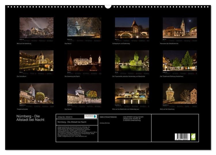 Produktbild: N&uuml;rnberg - Die Altstadt bei Nacht (Wandkalender 2026 DIN A2 quer), CALVENDO Monatskalender