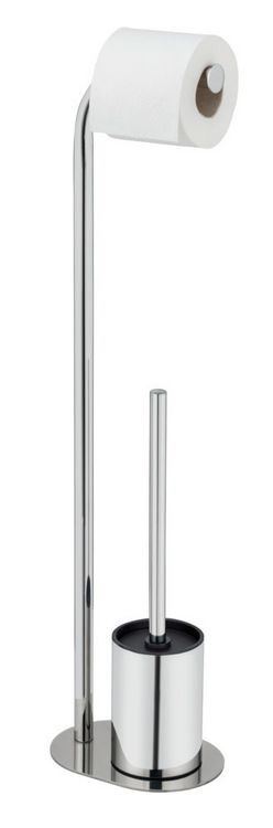 Produktbild: Stand WC-Garnitur Mod. Levante, edelstahl, gl&auml;nzend, schwarz, 23x63x17 cm, rostfrei und freistehend