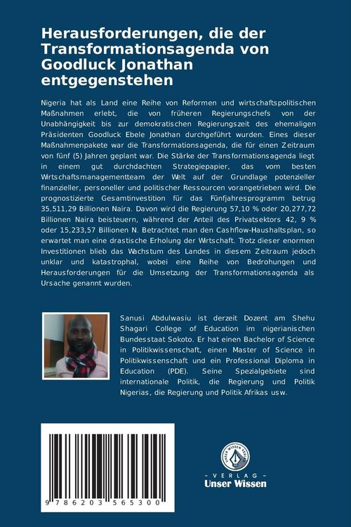 Produktbild: Herausforderungen, die der Transformationsagenda von Goodluck Jonathan entgegenstehen