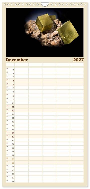 Produktbild: Familienplaner 2027 - MINERALIEN designed by nature mit 5 Spalten (Wandkalender, 21 x 45 cm) CALVENDO
