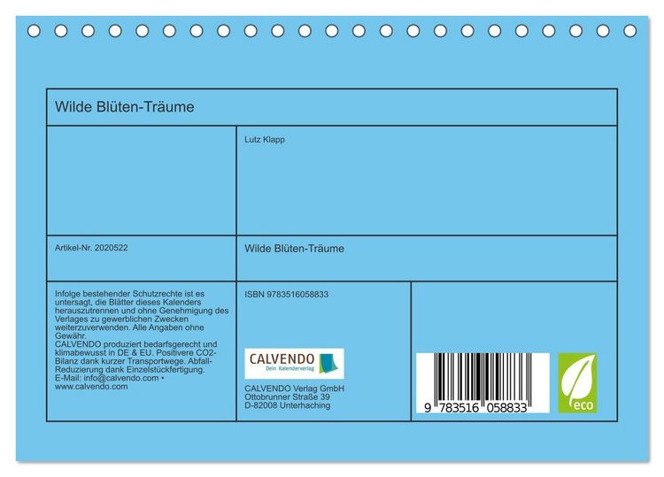 Produktbild: Wilde Bl&uuml;ten-Tr&auml;ume (Tischkalender 2026 DIN A5 quer), CALVENDO Monatskalender