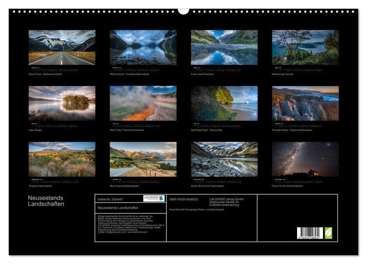 Produktbild: Neuseelands Landschaften (Wandkalender 2026 DIN A2 quer), CALVENDO Monatskalender