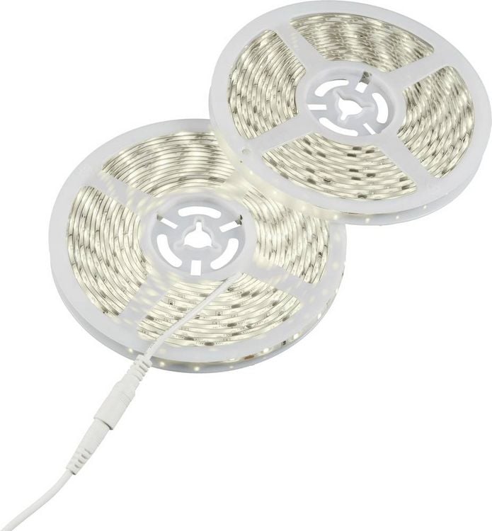 Produktbild: Sygonix SY-6613008 LED-Streifen-Komplettset mit Stecker/Buchse 12 V/DC 10 m Tageslichtwei&szlig; 1 St.