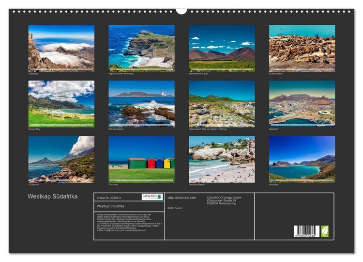 Produktbild: Westkap S&uuml;dafrika (Wandkalender 2026 DIN A2 quer), CALVENDO Monatskalender