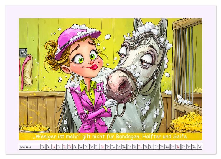 Produktbild: Frauen und Pferde. Lustige Cartoons und witzige Spr&uuml;che (Tischkalender 2026 DIN A5 quer), CALVENDO Monatskalender