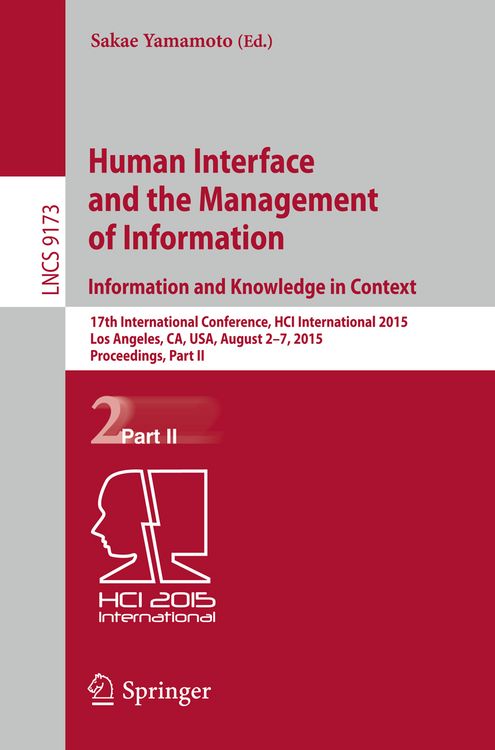 Produktbild: Human Interface and the Management of Information. Information and Knowledge in Context