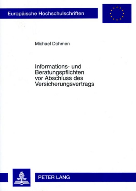Produktbild: Informations- und Beratungspflichten vor Abschluss des Versicherungsvertrags