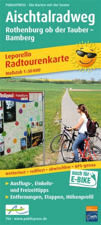 Produktbild: Radwanderkarte Aischtalradweg, Rothenburg ob der Tauber - Bamberg 1 : 50 000