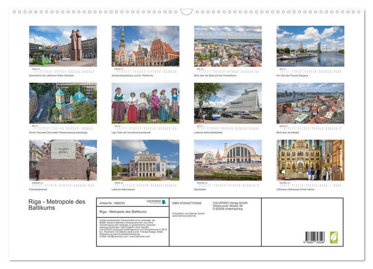 Produktbild: Riga - Metropole des Baltikums (Wandkalender 2026 DIN A2 quer), CALVENDO Monatskalender