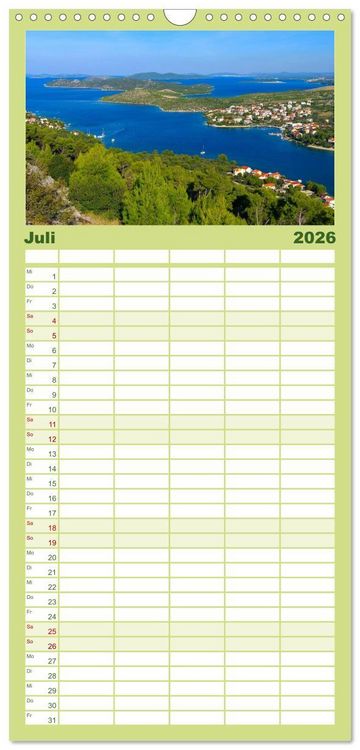 Produktbild: Familienplaner 2026 - Kroatien - Traumhafte Landschaften und faszinierende St&auml;dte mit 5 Spalten (Wandkalender, 21 x 45 cm) CALVENDO