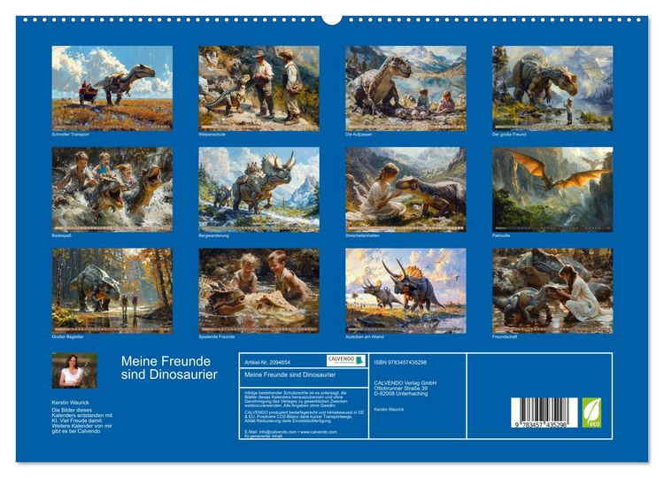 Produktbild: Meine Freunde sind Dinosaurier (hochwertiger Premium Wandkalender 2026 DIN A2 quer), Kunstdruck in Hochglanz