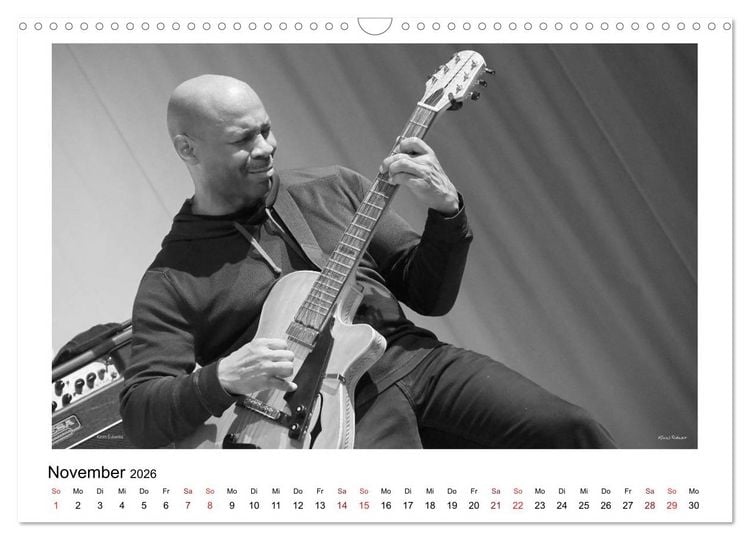 Produktbild: Internationale Meister des Jazz in Schwarzwei&szlig; (Wandkalender 2026 DIN A3 quer), CALVENDO Monatskalender