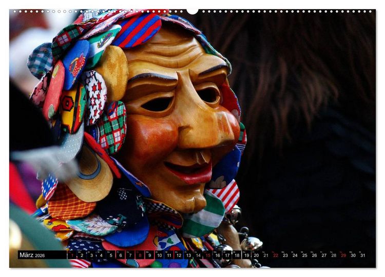 Produktbild: Alemannische Masken (hochwertiger Premium Wandkalender 2026 DIN A2 quer), Kunstdruck in Hochglanz