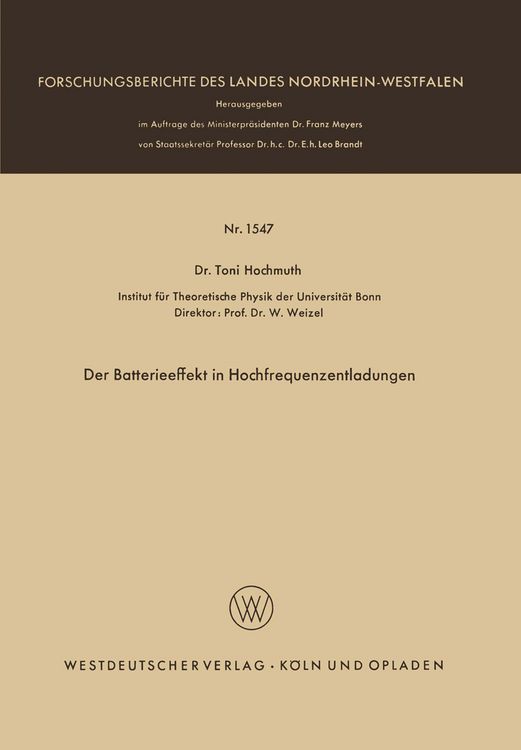 Produktbild: Der Batterieeffekt in Hochfrequenzentladungen