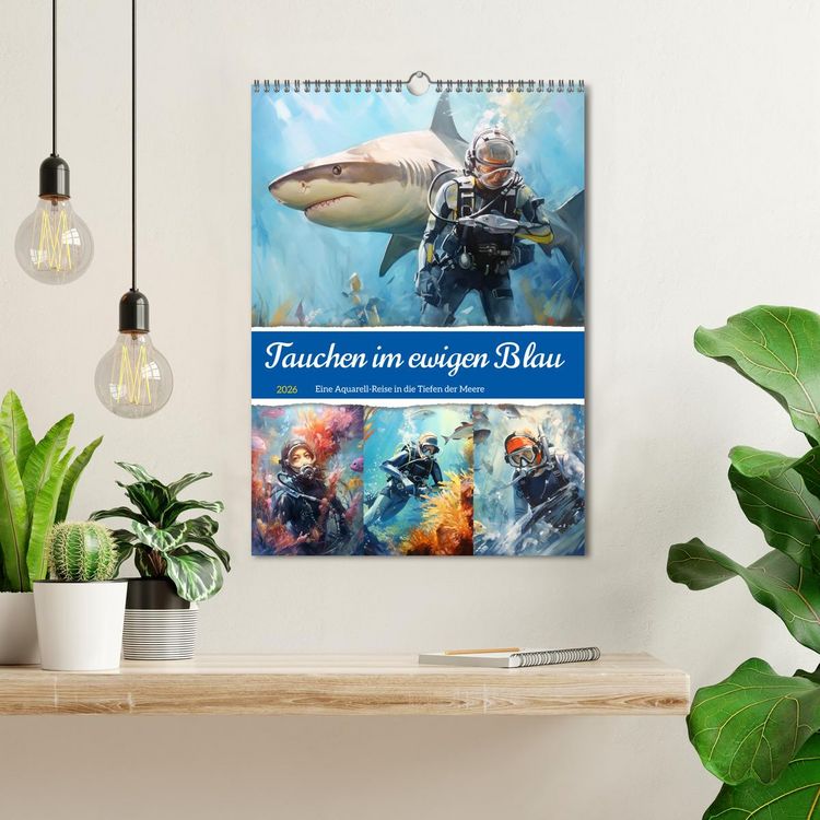 Produktbild: Tauchen im ewigen Blau. Eine Aquarell-Reise in die Tiefen der Meere (Wandkalender 2026 DIN A3 hoch), CALVENDO Monatskalender