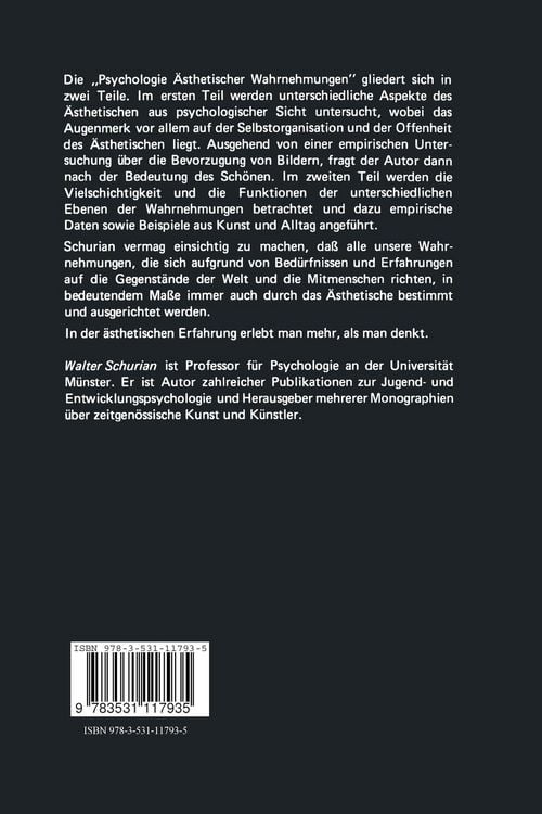 Produktbild: Psychologie &Auml;sthetischer Wahrnehmungen