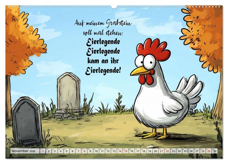 Produktbild: Verr&uuml;cktes H&uuml;hnervolk (hochwertiger Premium Wandkalender 2026 DIN A2 quer), Kunstdruck in Hochglanz
