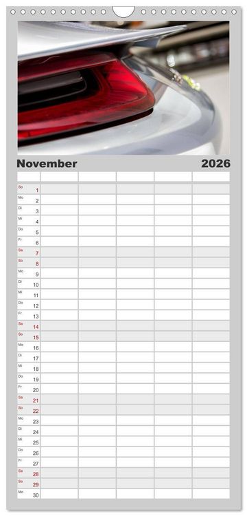 Produktbild: Familienplaner 2026 - Heiligs Blechle - Porsche-Ikonen im Detail mit 5 Spalten (Wandkalender, 21 x 45 cm) CALVENDO