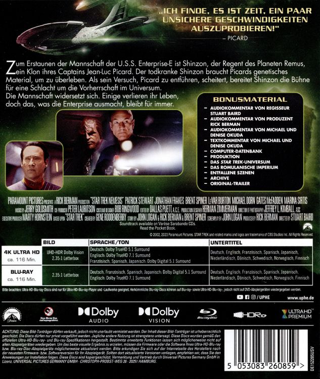 Produktbild: STAR TREK X - Nemesis (+ Blu-ray)