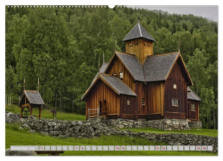 Produktbild: Norwegens Stabkirchen (Wandkalender 2026 DIN A2 quer), CALVENDO Monatskalender