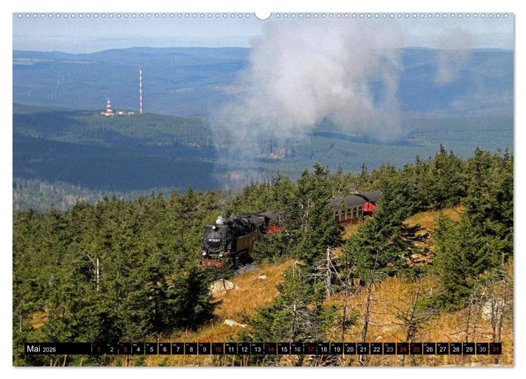 Produktbild: Die Brockenbahn - Mit Volldampf durch den Harz (Wandkalender 2026 DIN A2 quer), CALVENDO Monatskalender