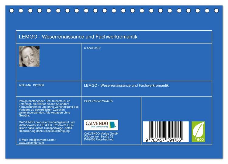 Produktbild: LEMGO - Weserrenaissance und Fachwerkromantik (Tischkalender 2026 DIN A5 quer), CALVENDO Monatskalender