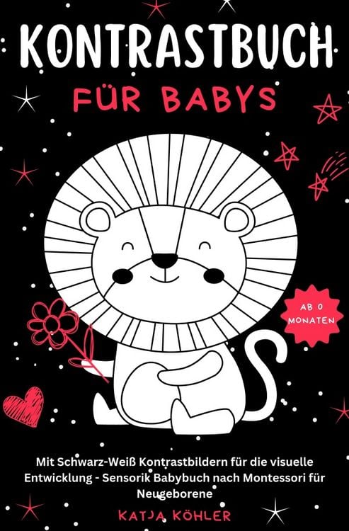 Produktbild: Kontrastbuch f&uuml;r Babys Mit Schwarz-Wei&szlig; Kontrastbildern f&uuml;r die visuelle Entwicklung Sensorik Babybuch nach Montessori f&uuml;r Neugeborene