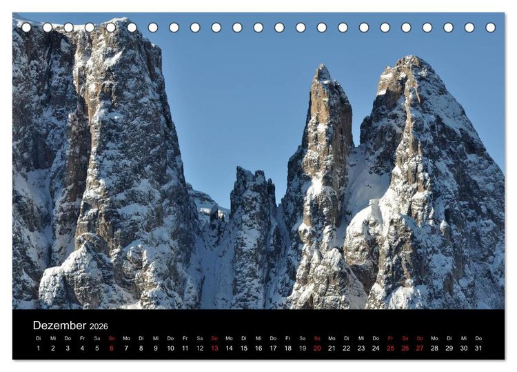 Produktbild: Die Seiser Alm im Winter (Tischkalender 2026 DIN A5 quer), CALVENDO Monatskalender