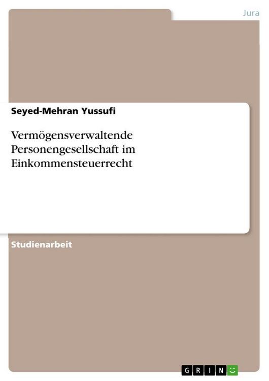 Produktbild: Verm&ouml;gensverwaltende Personengesellschaft im Einkommensteuerrecht