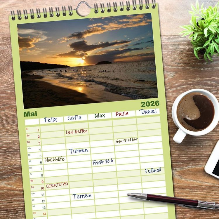 Produktbild: Familienplaner 2026 - Guadeloupe - Karibische Traumstr&auml;nde mit 5 Spalten (Wandkalender, 21 x 45 cm) CALVENDO