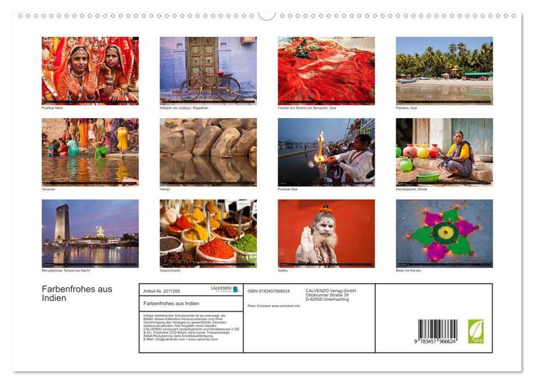 Produktbild: Farbenfrohes aus Indien (hochwertiger Premium Wandkalender 2026 DIN A2 quer), Kunstdruck in Hochglanz
