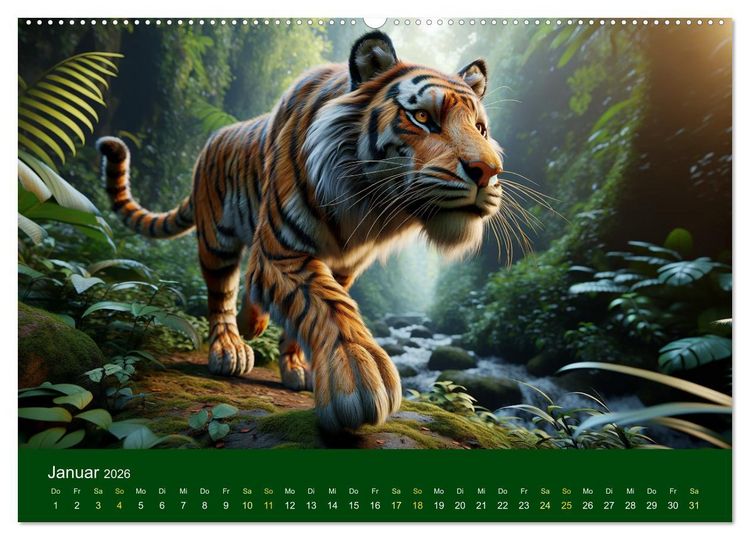Produktbild: Majest&auml;tische Tiger (Wandkalender 2026 DIN A2 quer), CALVENDO Monatskalender