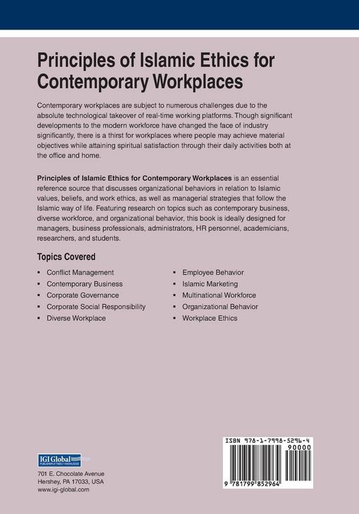 Produktbild: Principles of Islamic Ethics for Contemporary Workplaces