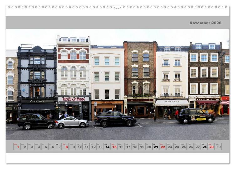 Produktbild: London Street Fronts 2026 / UK-Version (High Quality Premium Wall Calendar 2026 DIN A2 landscape),CALVENDO 12 Month Wall Calendar