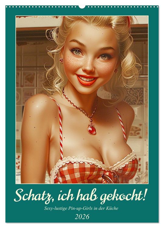 Produktbild: Schatz, ich hab gekocht! Sexy-lustige Pin-up-Girls in der K&uuml;che (Wandkalender 2026 DIN A2 hoch), CALVENDO Monatskalender